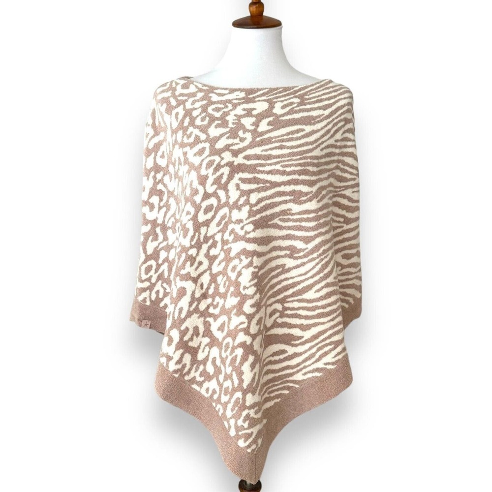 Barefoot Dreams Ocean Breeze Poncho Pink Animal Print Knit One Size NWT